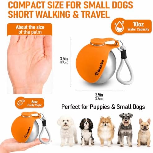 Cibaabo Portable Dog Water Bottle with Collapsible Silicone Bowl 10 oz
