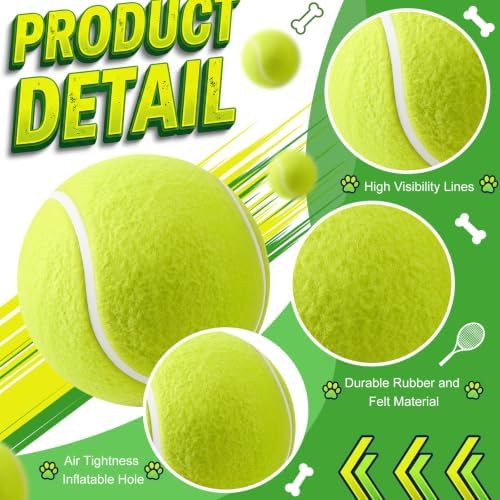 Sratte 6 Pcs Large Tennis Ball Dogs, Fluorescent Green, 4 Inch