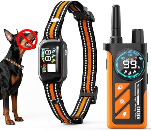 2 in 1 Dog Bark and Shock Collar - 4500FT Bark Collar with Remote Control, Anti Bark and 3 Training Modes (Tone, Vibration, Safe Shock), IP67 Waterproof, Portable Training Collar for 5-120lbs Dogs