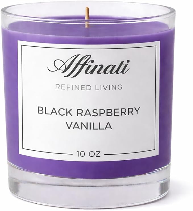Black Raspberry Vanilla Affinati 10 oz Scented Candle for Home – Long Lasting Fruity Soy Blend Candle with Wooden Wick, Strong Scent Throw Glass Jar Candles, Premium Clean Burning Aromatherapy Gifts
