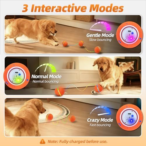 Diman Interactive Dog Toys, Moving Balls for Dogs, 3 Bounce Modes, 3.2 Inch