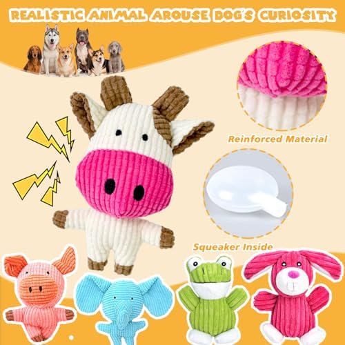 MRSOHRET Dog Toys Squeak, Tough Plush Puppy Chew Toy for Aggressive Chewers
