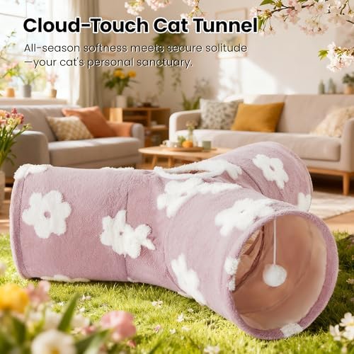 Tempcore Cat Tunnel, 3-Way Collapsible Toy for Indoor Cats, Burlwood