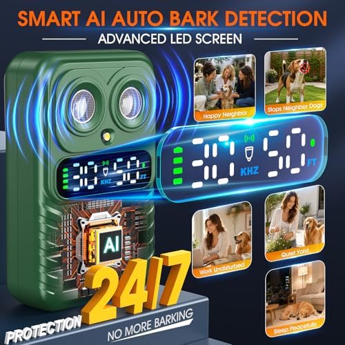 Automatic Bark Box,Smart Dog Bark Deterrent Device,Anti Barking Device for Dogs Stop Neighbor’s Dog Barking,Ultrasonic Bark Control Box with 2X Emitters