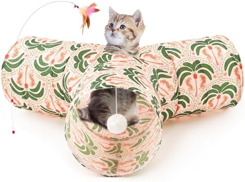 Tempcore Cat Tunnel, 3-Way Collapsible Toy for Indoor Cats, Coconut