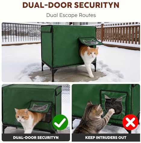 Weatherproof Outdoor Heated Cat House 24" x 20" x 15" Green