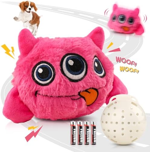 Petbobi Interactive Dog Toys for Small Medium Breeds Move Squeak Plush Ball