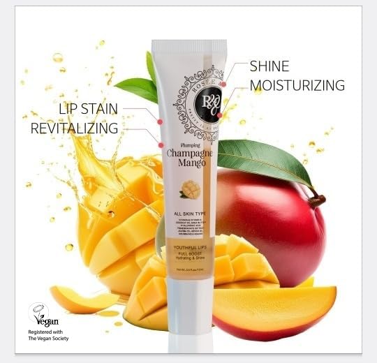 Rosee Lip Gloss Vegan & Cruelty Free Treatment, Professional Make up, Long Lasting Glossy with Shea Butter, Moisturize, Protect & Smooth, High Shine, Non-Sticky (q.Champagne Mango, 0.5)