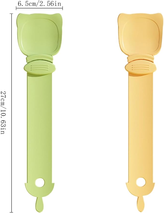 2 pcs Cat Strip Feeders, Cute Cat Head Shape Cat Strip Squeeze Spoons Multifunctional 2-in-1 Cat Food Dispenser Cat Treat Spoons Cat Food Spoons for Wet Food Cat Pet Supplies