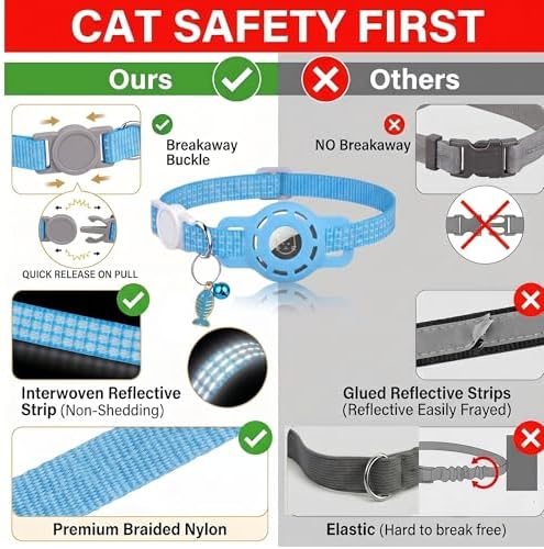 AirTag Cat Collar, Breakaway Reflective Adjustable Kitten Collar