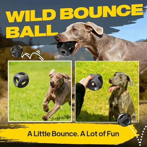 Fida Natural Rubber Dog Balls for Aggressive Chewers, Durable Dog Chew Toys for Large Dogs, Interactive Fetch & Tug of War Toys for Medium Large Breed Non-Toxic Dish Washable,4.5 * 4.5"