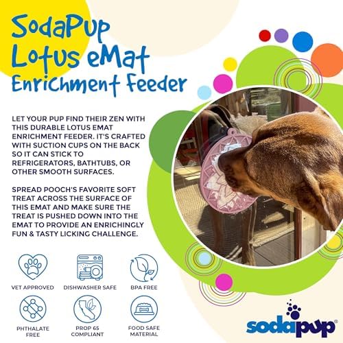 SodaPup Lotus eMat – Durable Enrichment Feeder Made in USA from Non-Toxic, Pet-Safe, Food Safe Rubber for Mental Stimulation, Avoiding Overfeeding, Fresh Breath, Digestive Health, Calming, & More