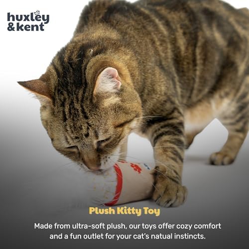 Huxley & Kent Plush Crinkle Catnip Cat Toy, Meh Nog
