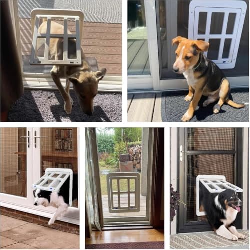 Dog Door for Screen Door with Magnetic Auto-Close, Lockable Doggy Door for Screen Door, Pet Easy Access for Sliding Screen Door