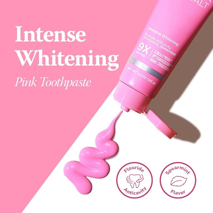 HIMALAYA PINKSALT Intensive Whitening Toothpaste - Teeth Whitening, Deep Stain Remover with Fluoride, Appropriate for Sensitive Teeth, Peroxide Free, Pink Toothpaste - Spearmint, 4.2 oz (Pack of 3)
