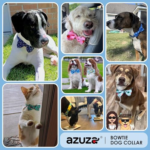 azuza Anchor Dog Collar with Bow Tie, Soft and Comfortable, Adjustable forLarge Dogs