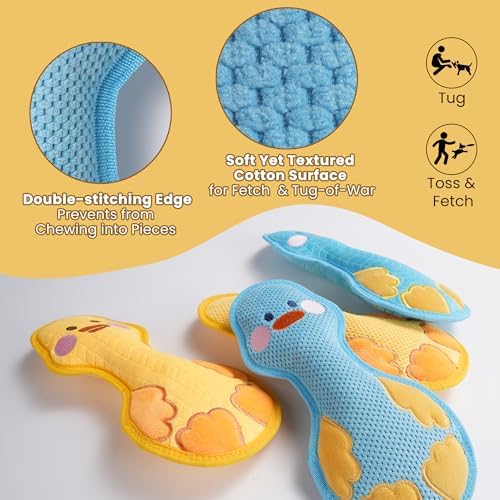 Nocciola Duck Squeaky Dog Toy, New 2025 Indestructible Dog Toy for Aggressive Chewers, Stuffed Toy with Two Tough Layers, Interactive Tug Training to Keep Them Busy, Blue