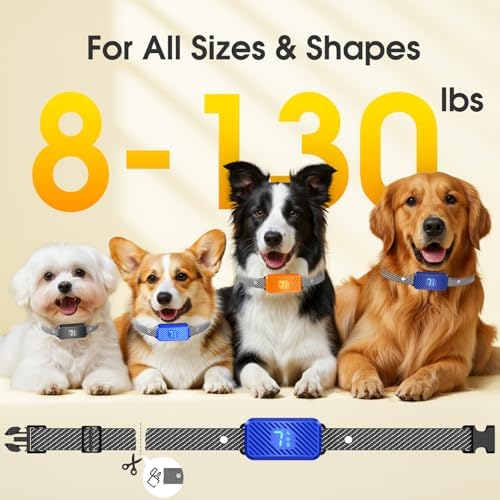 Dog Bark Collar for Large Medium Small Dogs, Effective No-Bark Collar, Smart Barking Collar, Rechargeable Bark Collar with 7 Sensitivity, 3 Modes, Waterproof, Glacier Blue