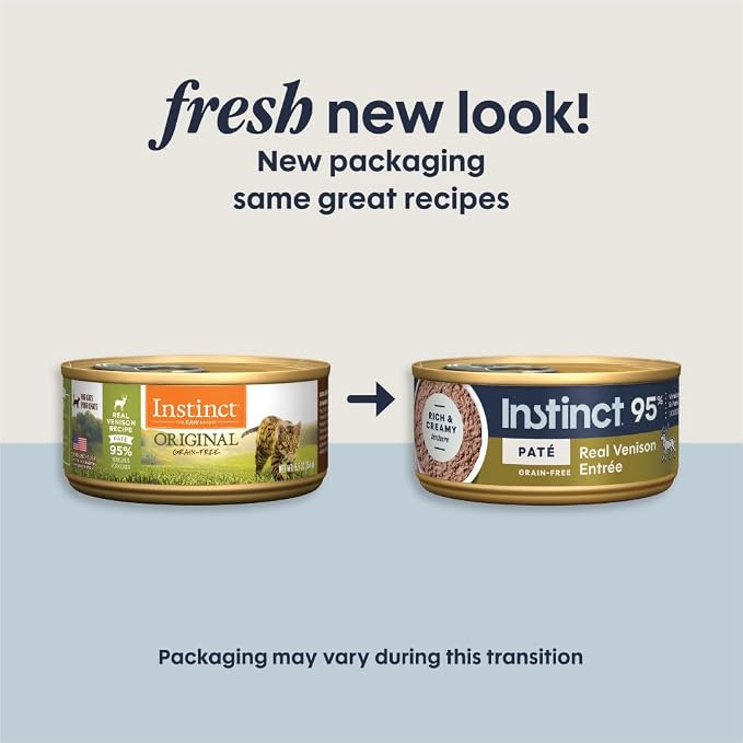 Instinct Original Pate Wet Cat Food, Grain Free Recipe - Real Venison, 5.5 oz. Cans (Pack of 12) | Rich & creamy pate texture, high protein, real venison, whole-food ingredients, grain-free, hydration support