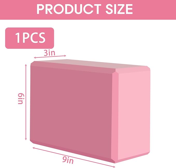Yoga Block - Supportive Latex-Free Eva Foam - Soft Non-Slip Surface with Beveled Edges for Yoga, Pilates, Meditation - Yoga Accessories for Stability, Balance, Deepen Stretches