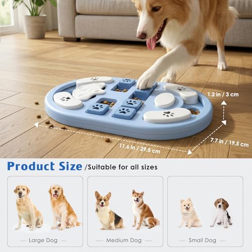 Dog Puzzle Toy, Interactive Treat Dispensing Toys, Grey | Dog Enrichment Toys, IQ Training & Mental Stimulation, Non-Slip Slow Feeder, For Puppies Small Medium Large Dogs Cats
