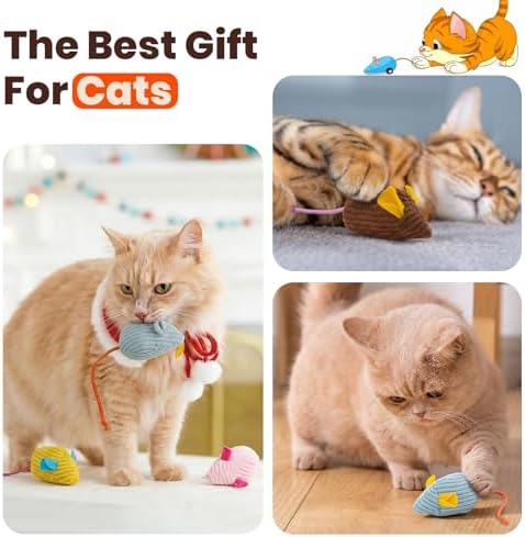 8Pcs Catnip Cat Mice Toys Interactive Mouse Cat Toy for Indoor,Adult & Kitten Cat Toys for Playing, Chewing & Teeth Cleaning
