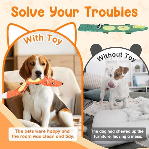 2-Pack Aggressive Chewer Toy, Squeaker & Puzzle, No Stuffing
