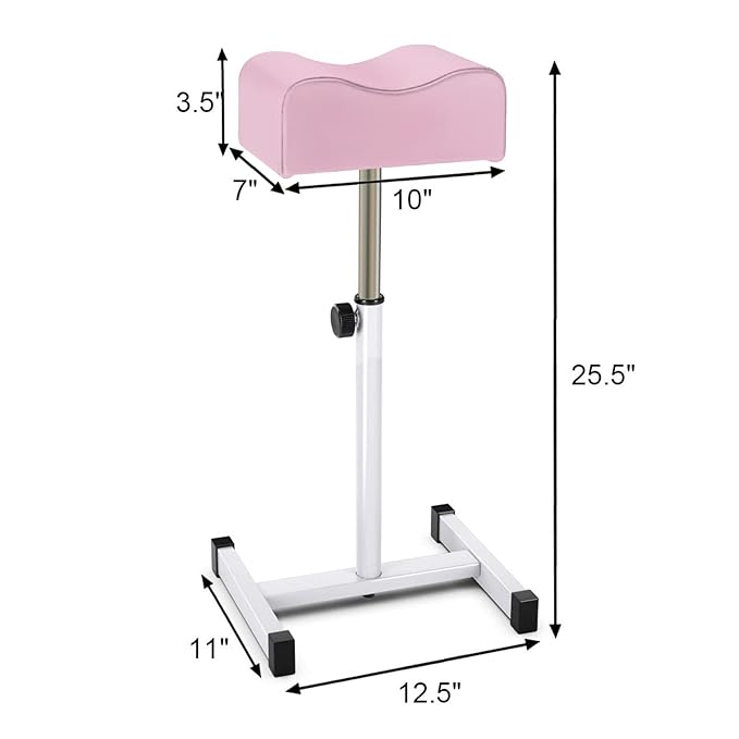 Pedicure Foot Rest,Adjustable Height Pedicure Stool,Pedicure Stand for Home Salon,Tattoo,Nail Tech(Pink)
