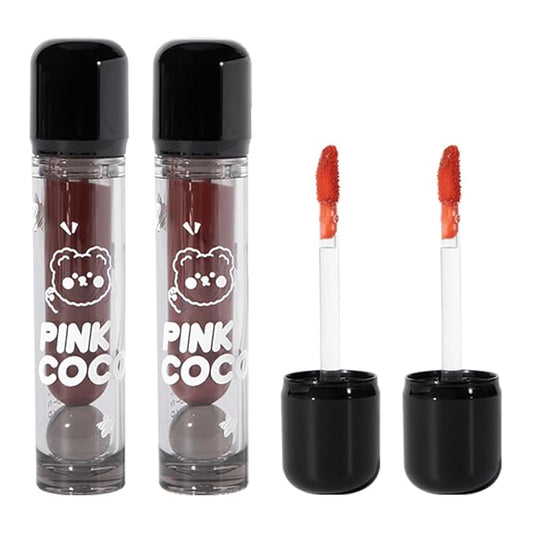 PINKCOCO Mirror Gloss Lip Lacquer Set, 2 Pack (2.4g Each) – Long-Lasting Non-Sticky Lip Gloss, High Shine Moisturizing Lip Tint, Nude & Bright Shades for Daily Makeup & Gift (04+05)