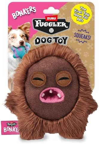 Bonkers Fuggler Hedge Grog Squeaky & Plush Dog Toy for Playtime, Brown, 8 inches