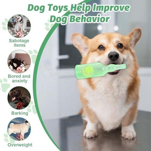 Green Water Bottle Dog Toy,Crunchnplay Bottle Toy for Dogs,Floating Dog Chew Toys,Squeaky Dog Toys for Aggressive Chewers,Dog Toy Water Bottle Cruncher,Interactive Dog Toys for Small Dogs Boredom