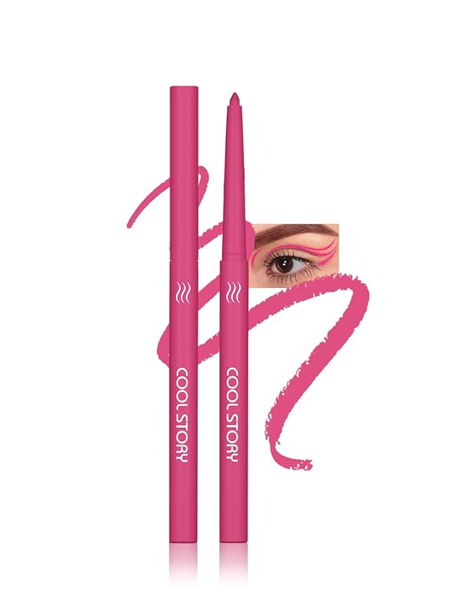 Pink Gel Eyeliner Pencil, Retractable Cream Matte Eye Liner Pencils, Waterline Eye Makeup Liners, Waterproof & Smudge Proof Eyeliner Facial Makeup Gift for Mature Women, Girls, Christmas – M02 Pink
