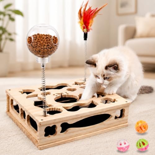All-in-One Cat Scratch Puzzle Toy with Treat Storage Box