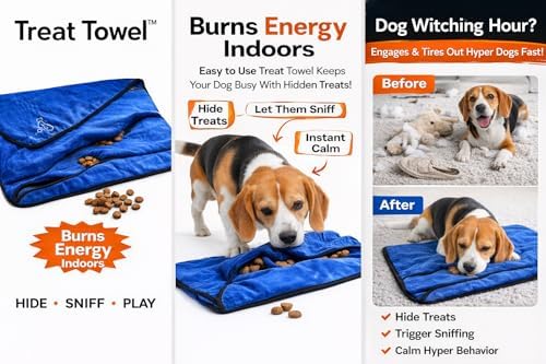 Treat Towel for Dogs – Snuffle Towel for Mental Stimulation & Enrichment, Interactive Lick Mat Alternative, Washable Microfiber, Boredom Buster Nose Work Toy for All Breeds – Blue