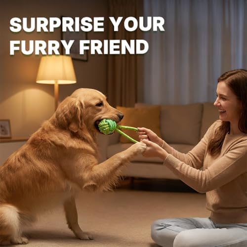 Tug of War Dog Toy with Ball, Interactive Dog Toys, Dog Rope Ball Toys