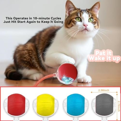 Speedy 2.0 Tail Interactive Cat Toys for Indoor Cats, Automatic Cat Toy with Elastic Mesh Tail, Electric Rolling Ball on Carpet, Chirping and Motion Activate Cat