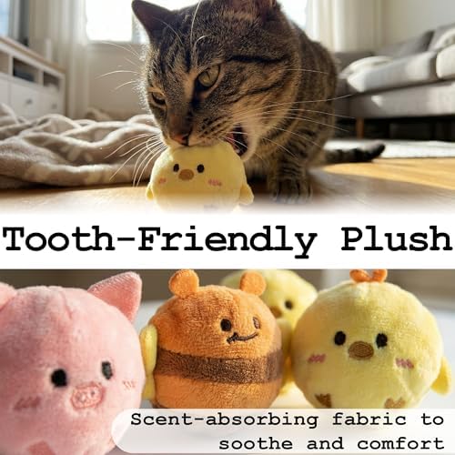Mini Fluffy Squeaky Pet Ball for Small Dogs and Cats, 2-Inch Soft Plush Indoor Toy Ball, Gentle Interactive Play, 1 Pack Bee