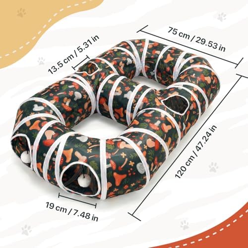 Cat Tunnel for Indoor Entertainment, Tear-Resistant Cat Play Tube with Play Ball, Collapsible Pet Tube with Interactive Peephole, Ideal for Outdoor Exercise for Kittens Puppies Rabbits (8-Shaped)