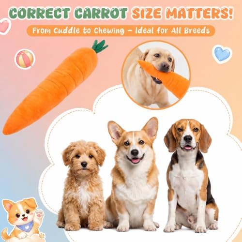 Thenshop 29.5inch Giant Carrot Dog Toy with Squeaker & Crinkle Paper – Extra Large Plush Chew Toy, Durable Stuffing Free, Anti Boredom Interactive Play for Medium & Small Dogs Indoor/Outdoor