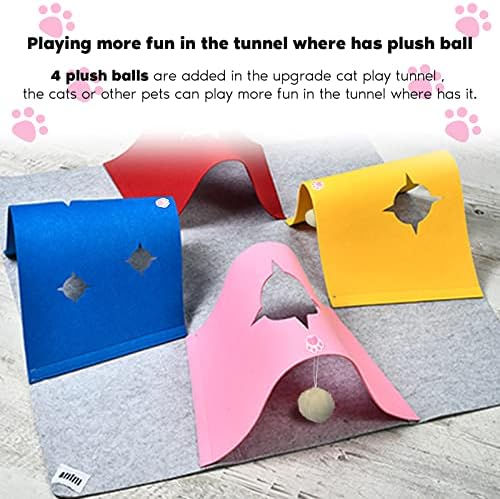 4-Way Cat Tunnels for Indoor Cats, Interactive Toys with Plush Ball