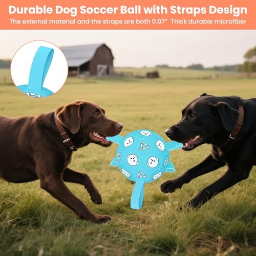8 Inch Dog Soccer Ball with Straps, Jolly Ball for Medium Dogs