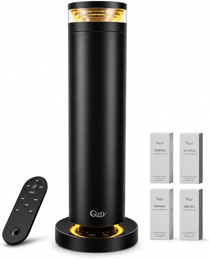 Waterless Aroma Diffuser – Cold Air Scent Machine for Home, Office, Hotel & Spa – Dual Warm Ambient Lighting – Include LUNEVIA Essential Oil Refill – Premium Home Fragrance Gift Set