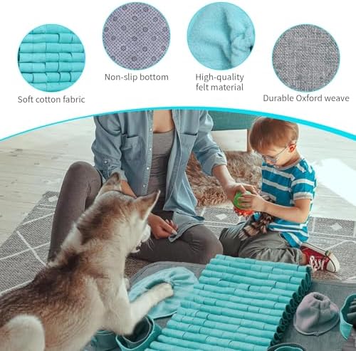 Snuffle Mat for Dogs, Pet Snuffle Mat for Small and Medium Dogs, Interactive Sniff Mat Feeding Mat for Puppies, Slow Feeder Dog Treat Mat for Training and Stress Relief