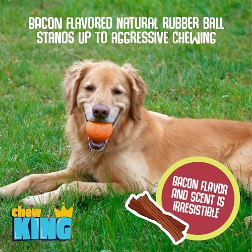 Chew King by Mammoth Bacon Flavored Dog Balls, Supreme 3" 2-Pk
