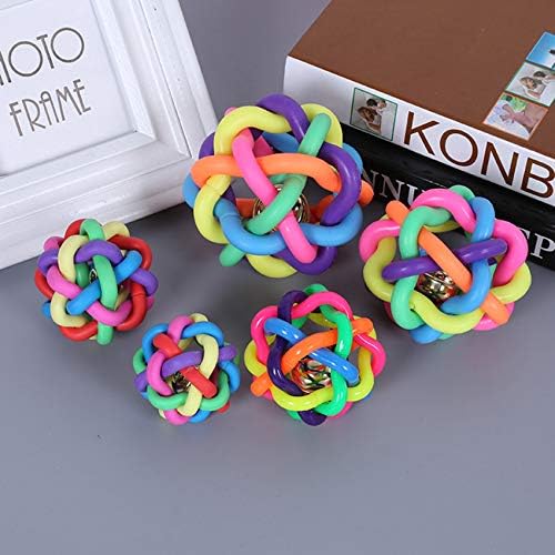 Wiggle Ball Dog Toy 6 Sizes, Pet Toys Colorful Interactive Balls with Bell