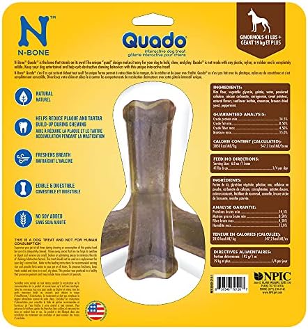 N-Bone Quado Interactive Treat, BBQ Flavor, Large, Hickory (701207) 6.8 Ounce (Pack of 1)