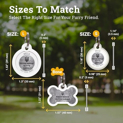 QR Code Dog Tag Personalized Pet Id Silent Cat Tags Engraved Name Plate with Online Profile («Russian Warship Go F*uck Yourself»)