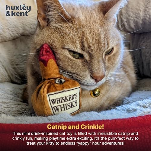 Huxley & Kent Plush Crinkle Catnip Cat Toy, Whisker's Whiskey