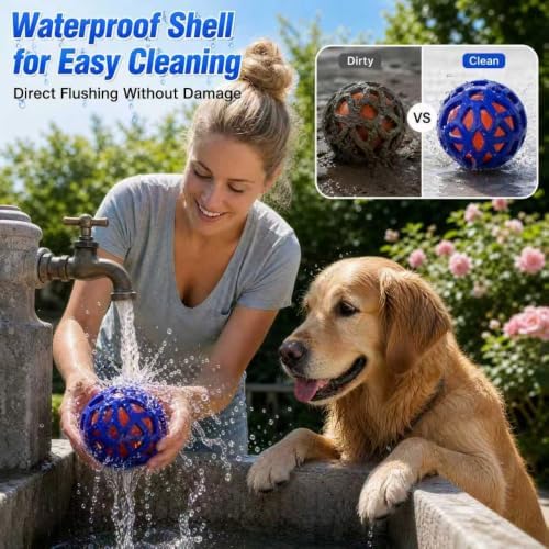 LDZ&CHX Interactive Dog Ball with Rubber Cover, Durable Dog Toys to Keep Them Busy, Automatic Moving Dog Balls for Indoor Play,Rubber Cover Protects Dog Teeth,Not for Heavy Chewers