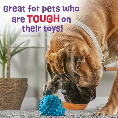 Brightkins Tough & Tumble Treat Dispenser Large Pufferfish - Interactive Dog Toys, Dog Treat Dispenser Toy, Puppy Training Toys, Durable Puzzle Balls for Dogs, Enrichment Slow Feeder Ball